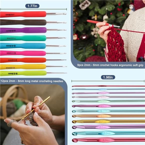 85-Piece Crochet Hooks Set,Crochet Hook Kit with Storage Case,Ergonomic Knitting - Picture 4 of 6
